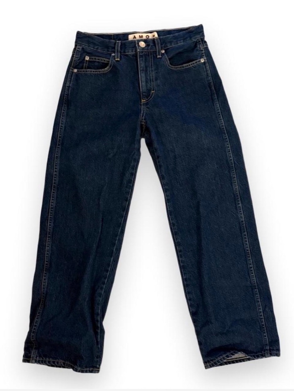 AMO Dark Navy Relaxed Straight-Leg Jeans